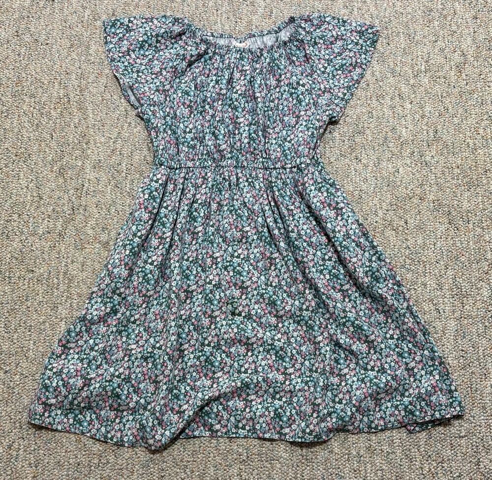 Cat & Jack Teal Pink Green Floral Summer Dress Girls Size (10-12) Large